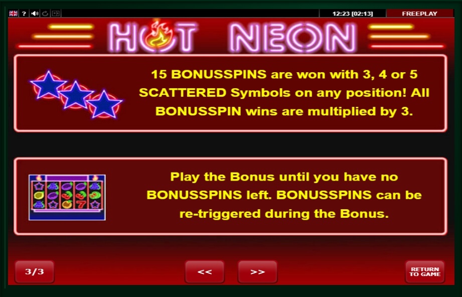 hot neon slot machine detail image 0