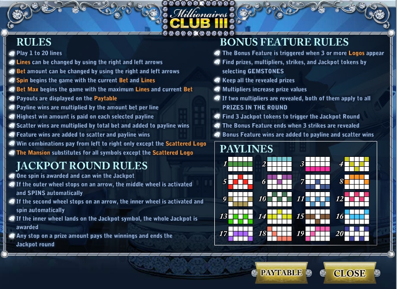 millionaires club 3 slot machine detail image 0