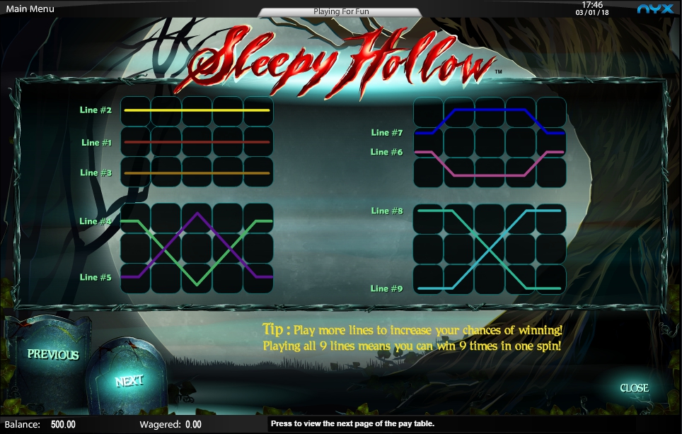 sleepy hollow slot machine detail image 1