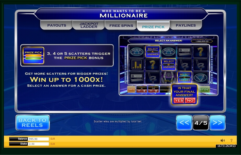 who wants to be a millionaire slot machine detail image 1