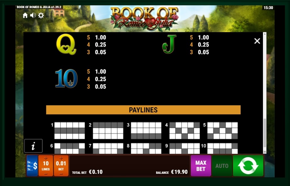 book of romeo and julia slot machine detail image 1