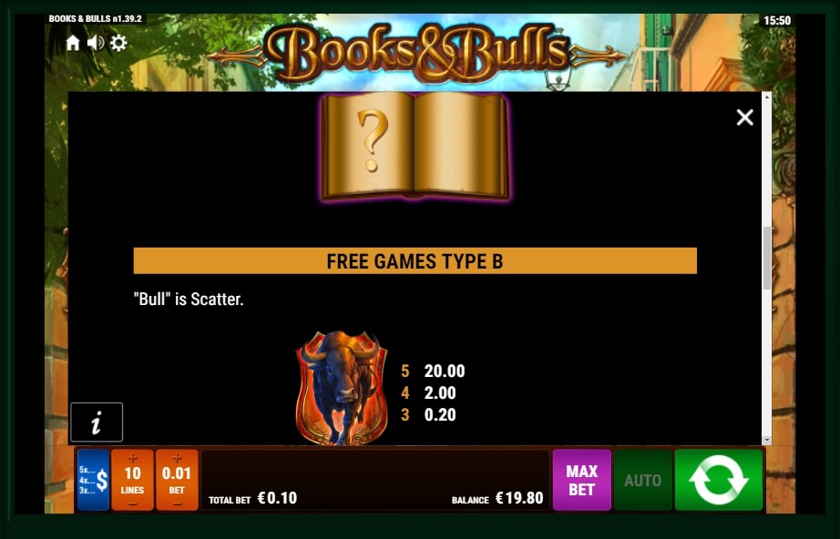 books and bulls slot machine detail image 3