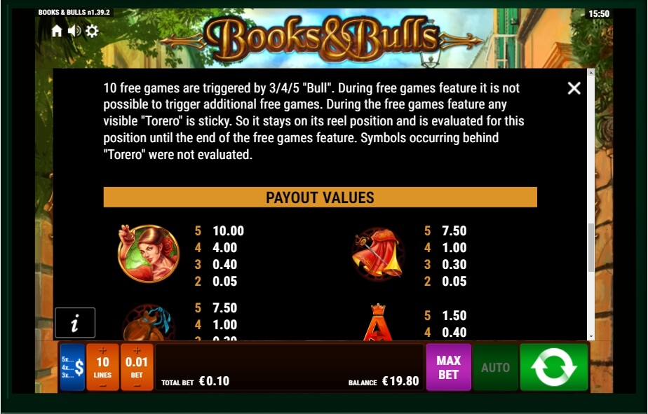 books and bulls slot machine detail image 2
