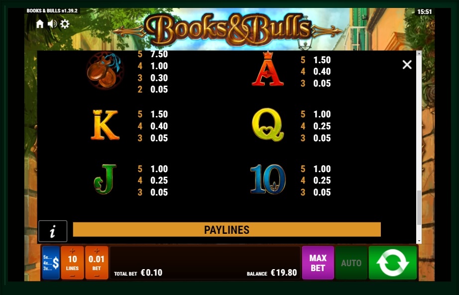 books and bulls slot machine detail image 1