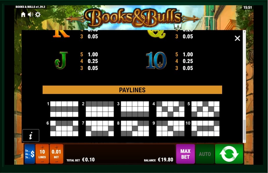 books and bulls slot machine detail image 0