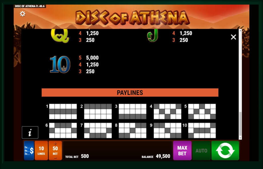 disc of athena slot machine detail image 0