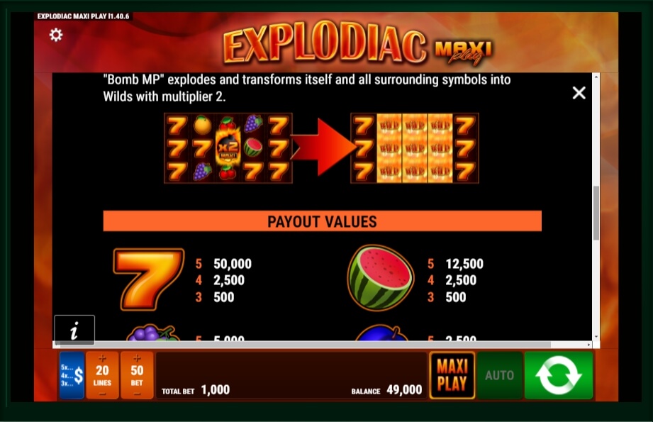 explodiac maxi play slot machine detail image 2