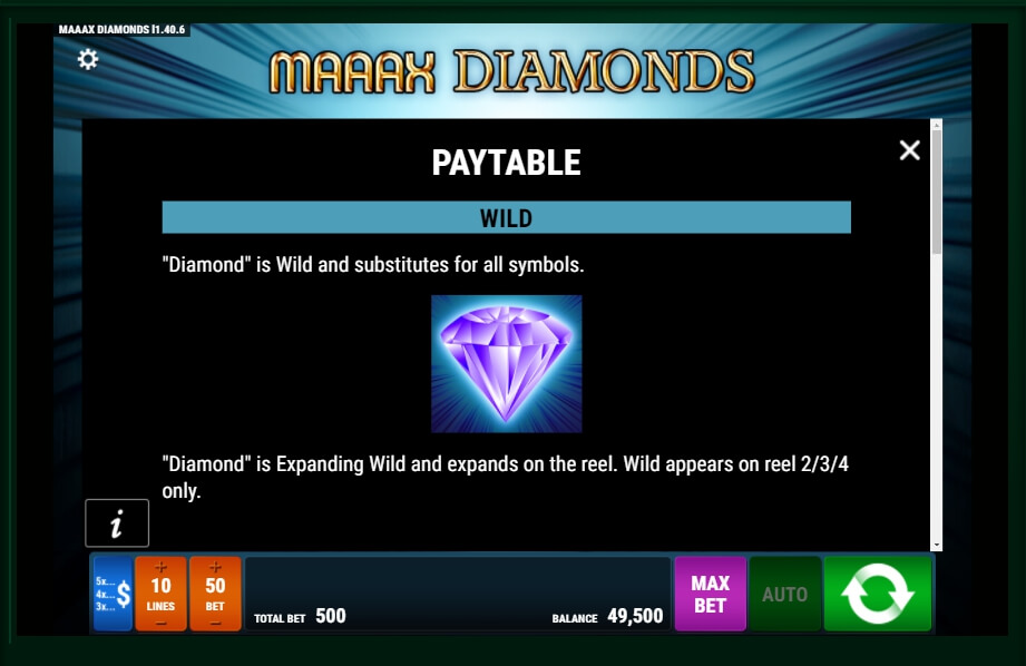 maaax diamonds slot machine detail image 3