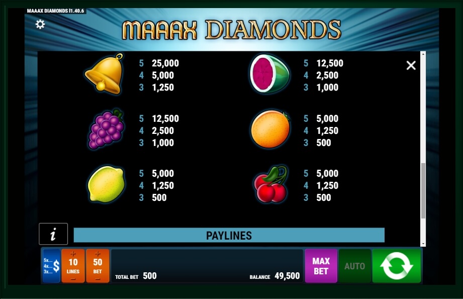 maaax diamonds slot machine detail image 1