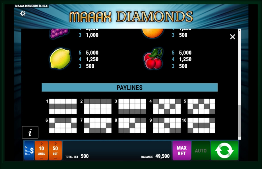 maaax diamonds slot machine detail image 0