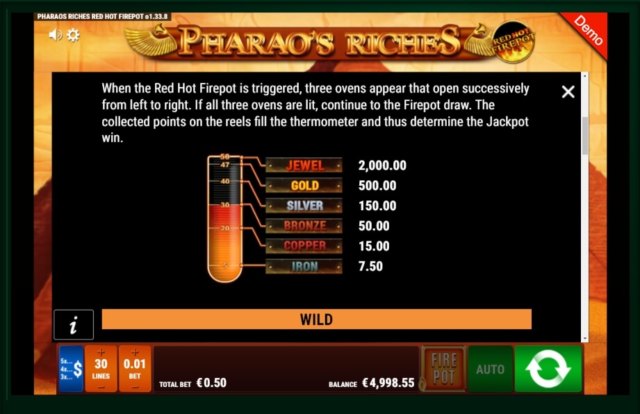 pharaos riches red hot firepot slot machine detail image 5
