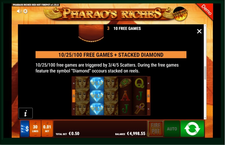 pharaos riches red hot firepot slot machine detail image 3