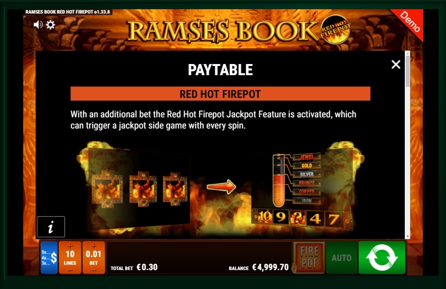 ramses book red hot firepot slot machine detail image 6