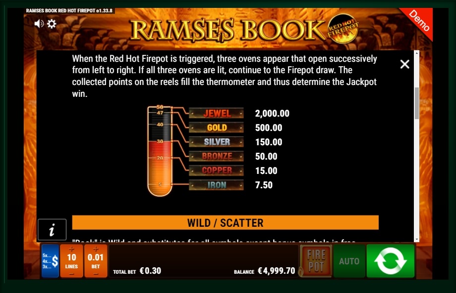 ramses book red hot firepot slot machine detail image 5