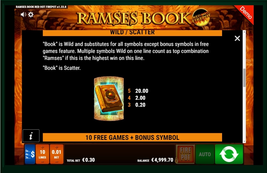 ramses book red hot firepot slot machine detail image 4