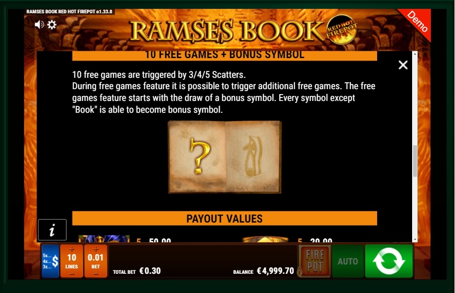 ramses book red hot firepot slot machine detail image 3