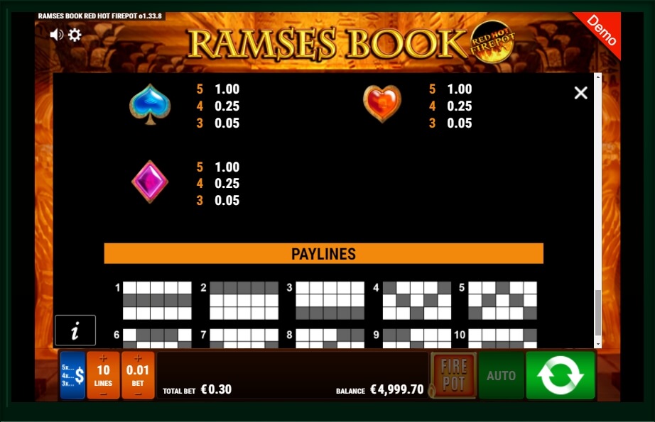 ramses book red hot firepot slot machine detail image 1
