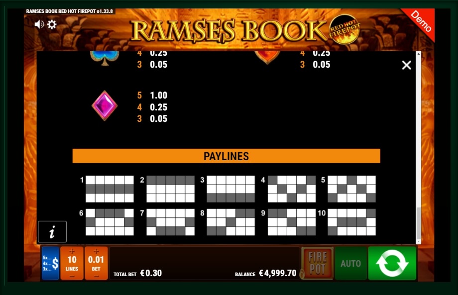 ramses book red hot firepot slot machine detail image 0