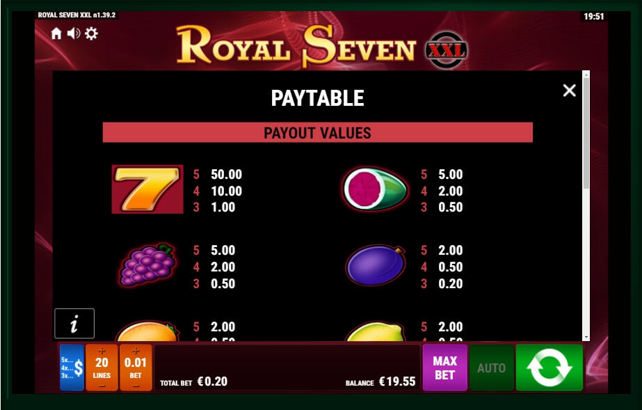 royal seven xxl slot machine detail image 2