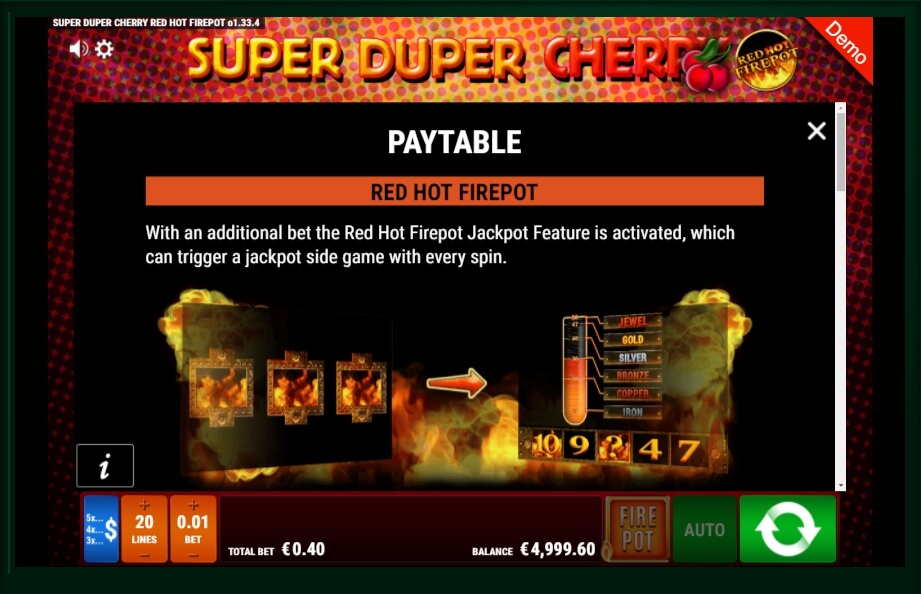 super duper cherry red hot firepot slot machine detail image 4