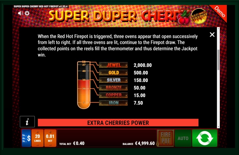 super duper cherry red hot firepot slot machine detail image 3