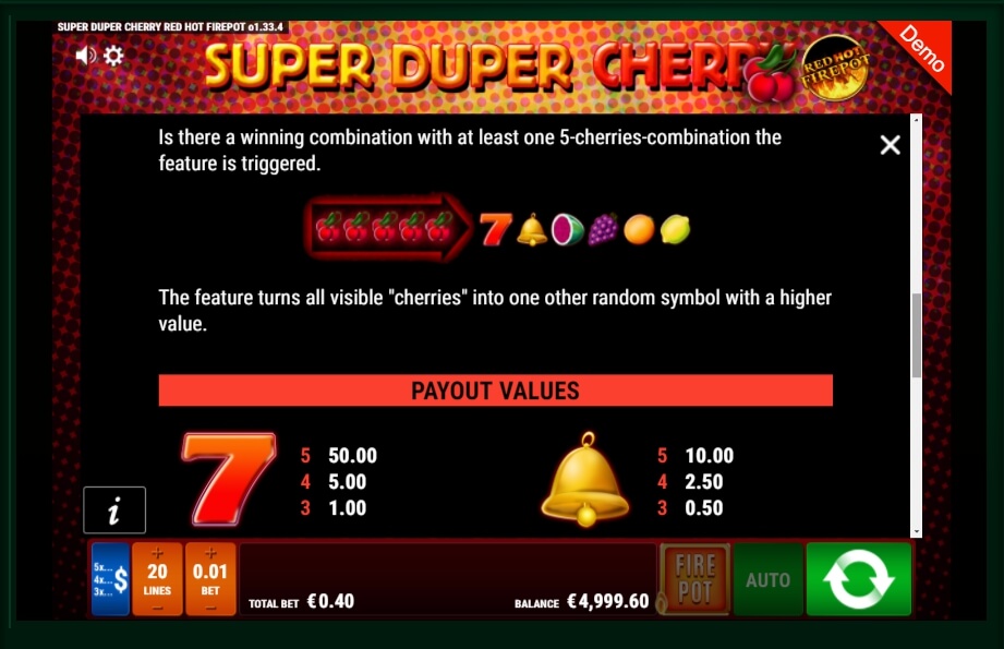 super duper cherry red hot firepot slot machine detail image 2