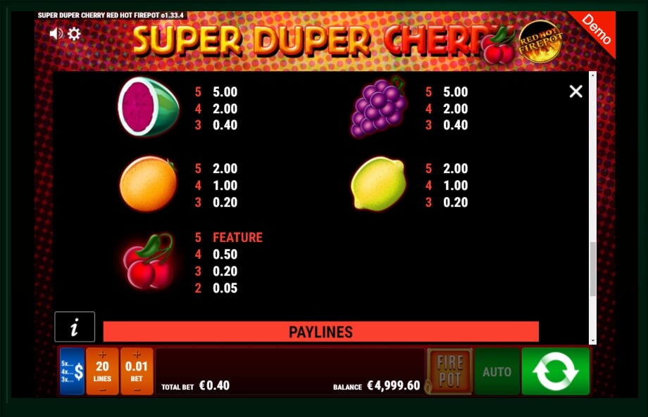 super duper cherry red hot firepot slot machine detail image 1