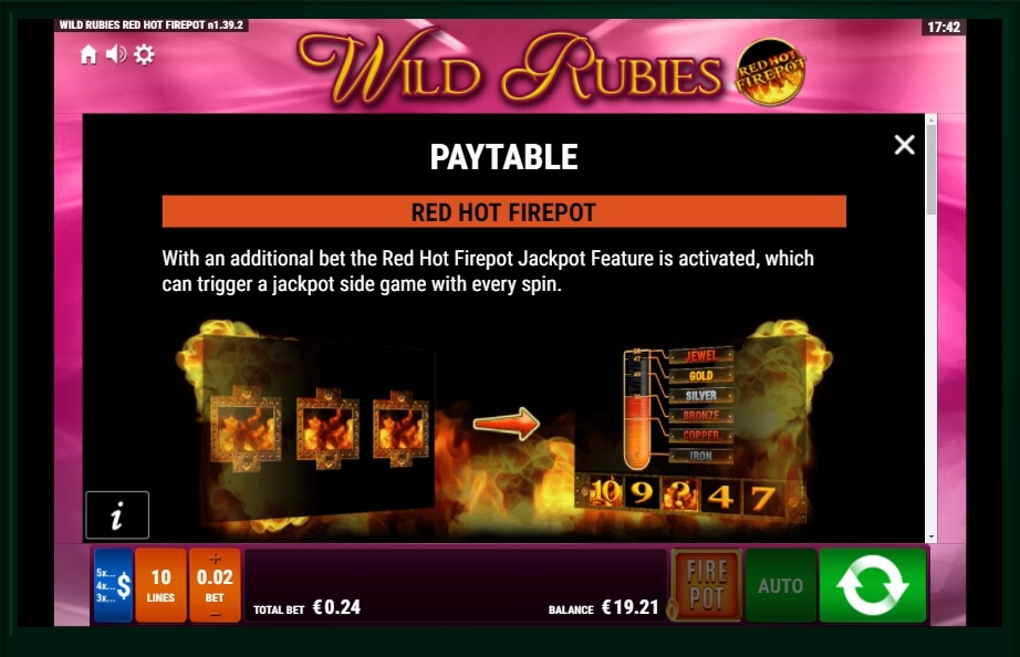 wild rubies red hot firepot slot machine detail image 4