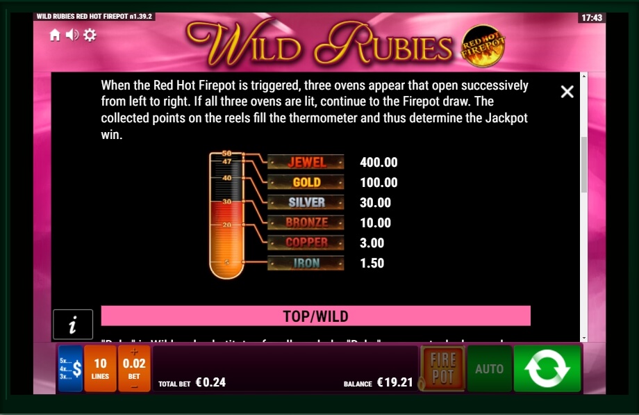 wild rubies red hot firepot slot machine detail image 3