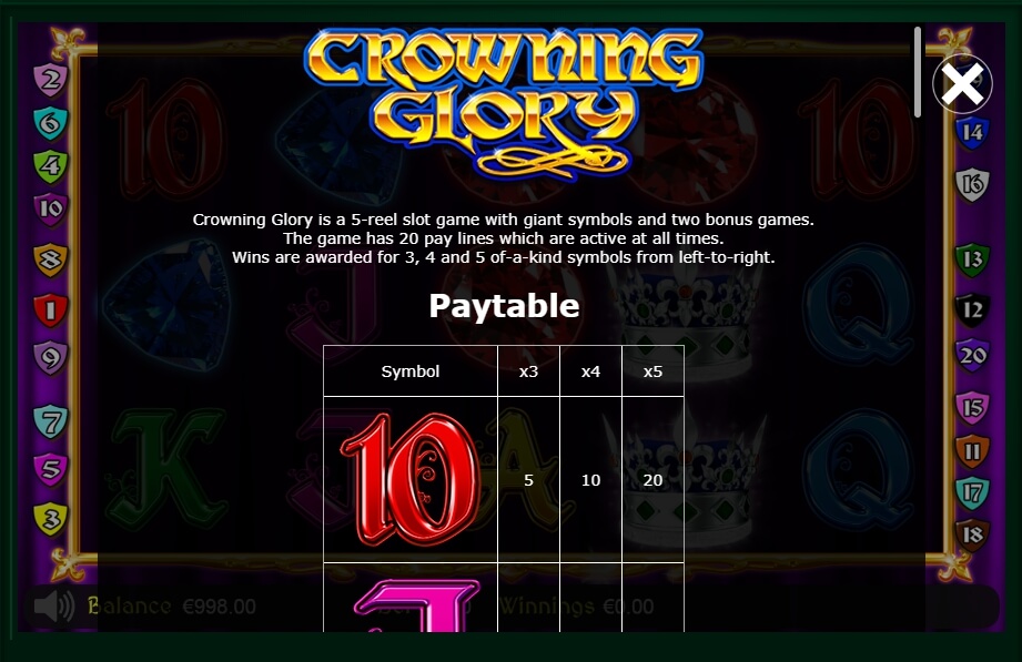 crowning glory slot machine detail image 6