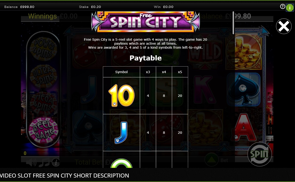 free spin city slot machine detail image 6