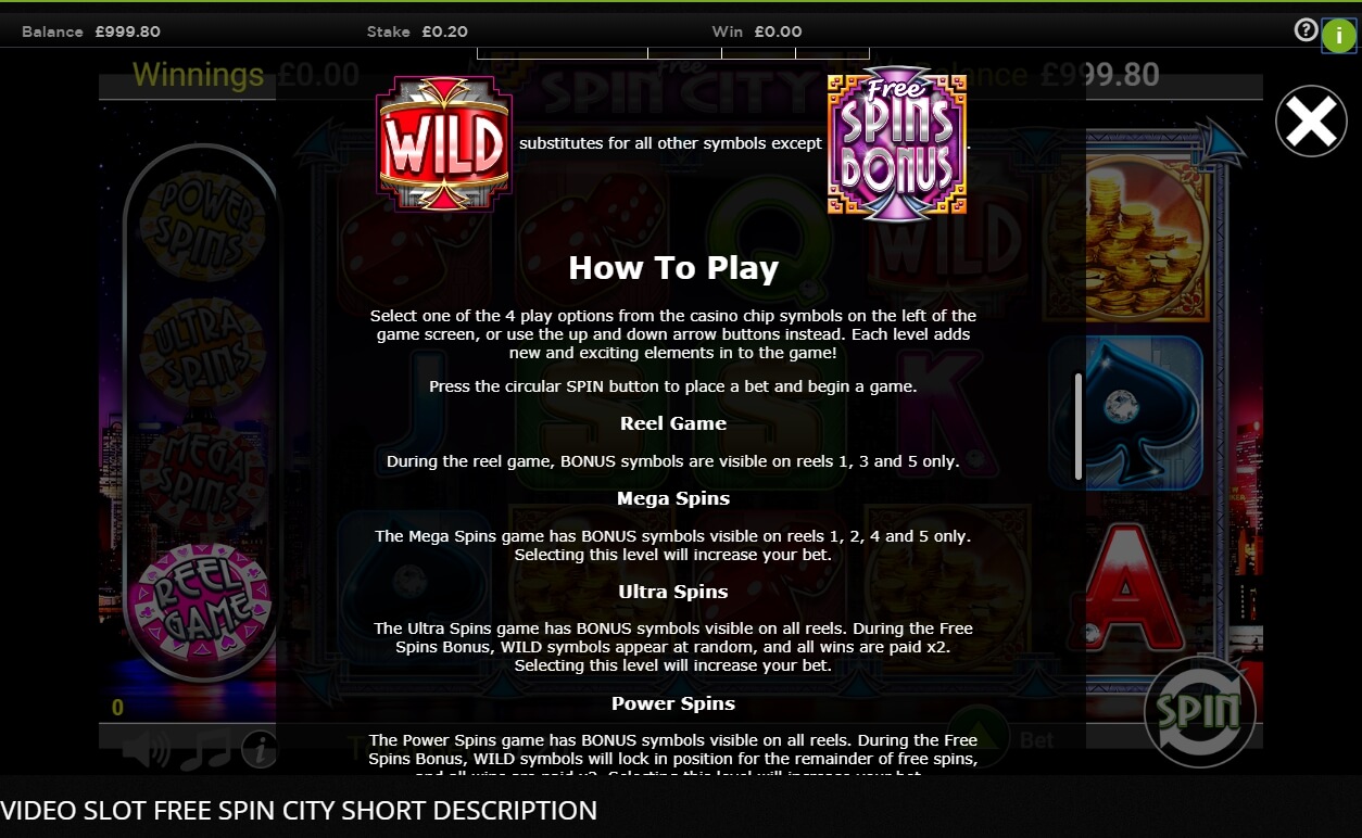 free spin city slot machine detail image 3