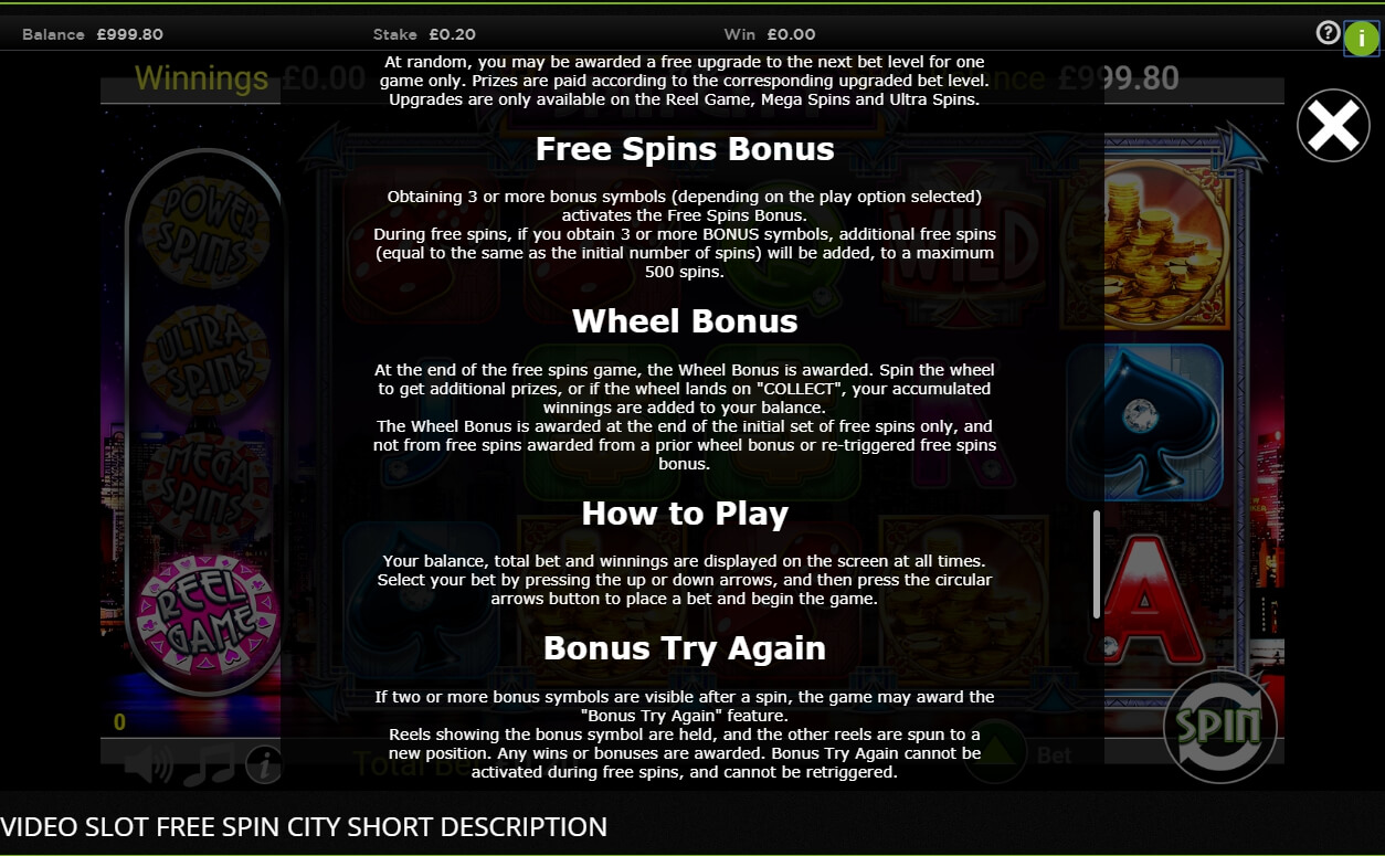 free spin city slot machine detail image 2