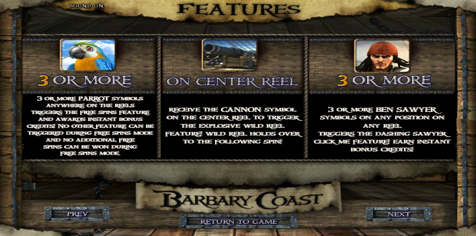 barbary coast slot machine detail image 2