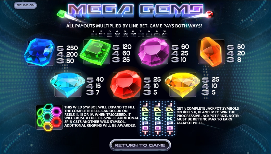 mega gems slot machine detail image 0