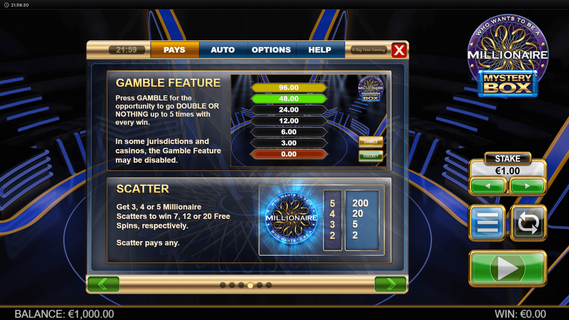 who wants to be a millionaire: mystery box slot machine detail image 3