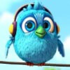 blue bird on headphones - birds!