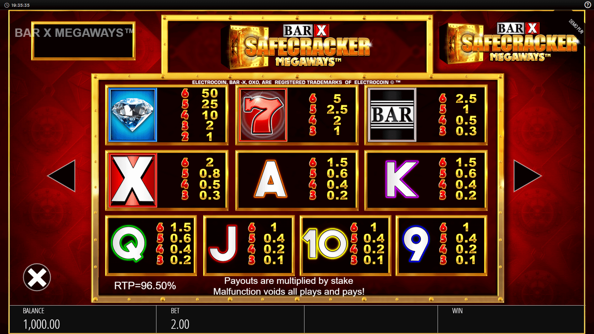 bar x safecracker megaways slot machine detail image 2