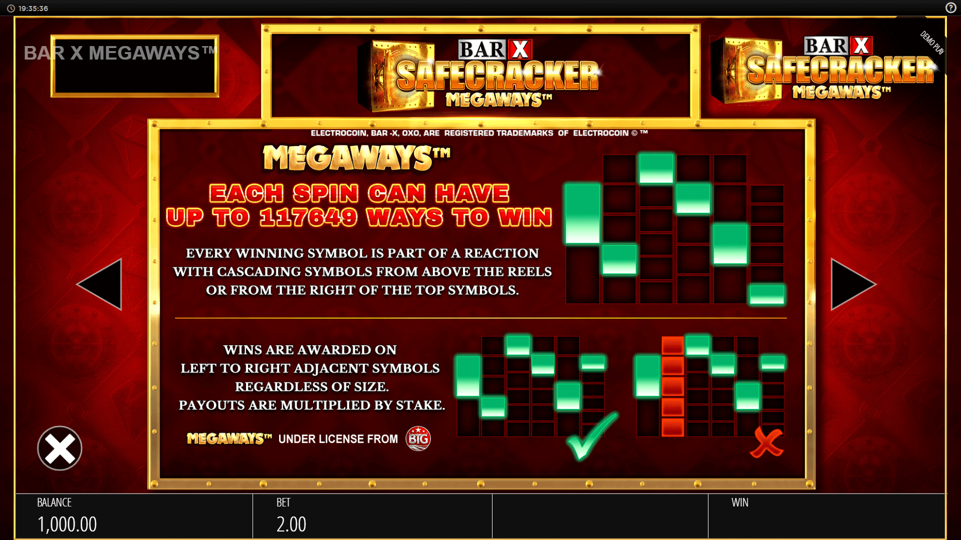 bar x safecracker megaways slot machine detail image 3