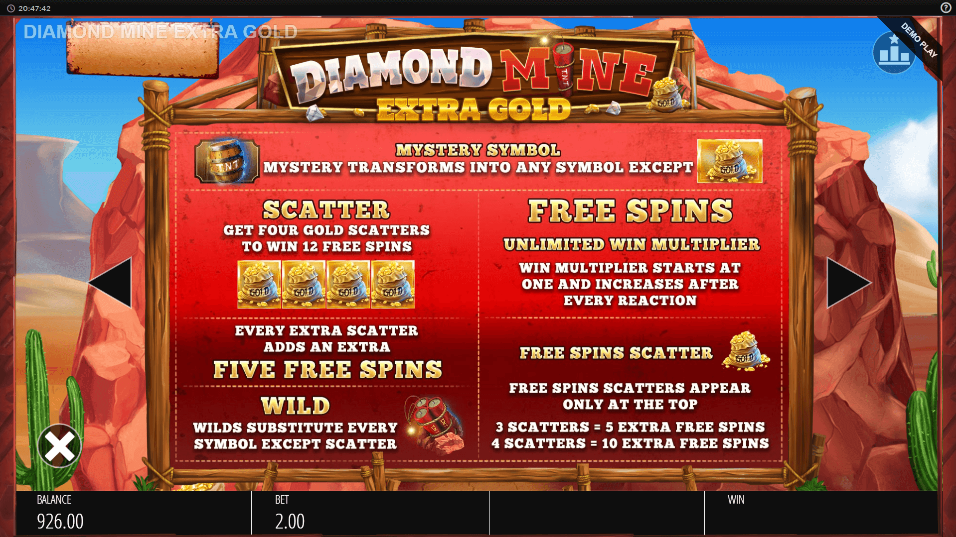 diamond mine extra gold megaways slot machine detail image 0