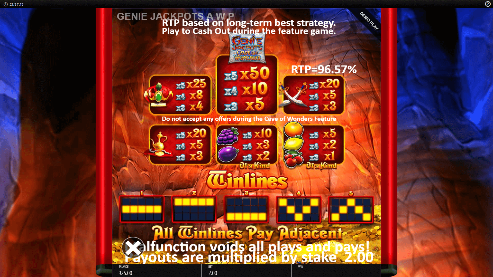 genie jackpots cave of wonders slot machine detail image 2