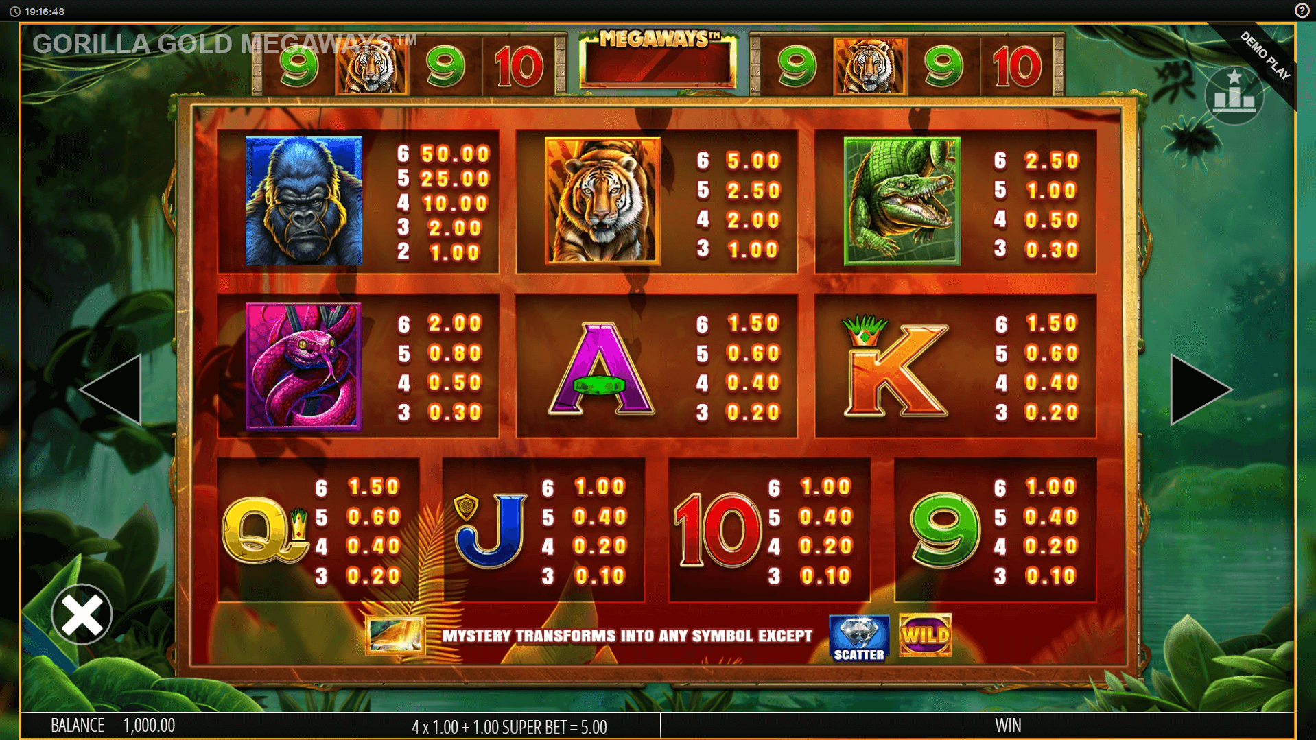 gorilla gold megaways slot machine detail image 0