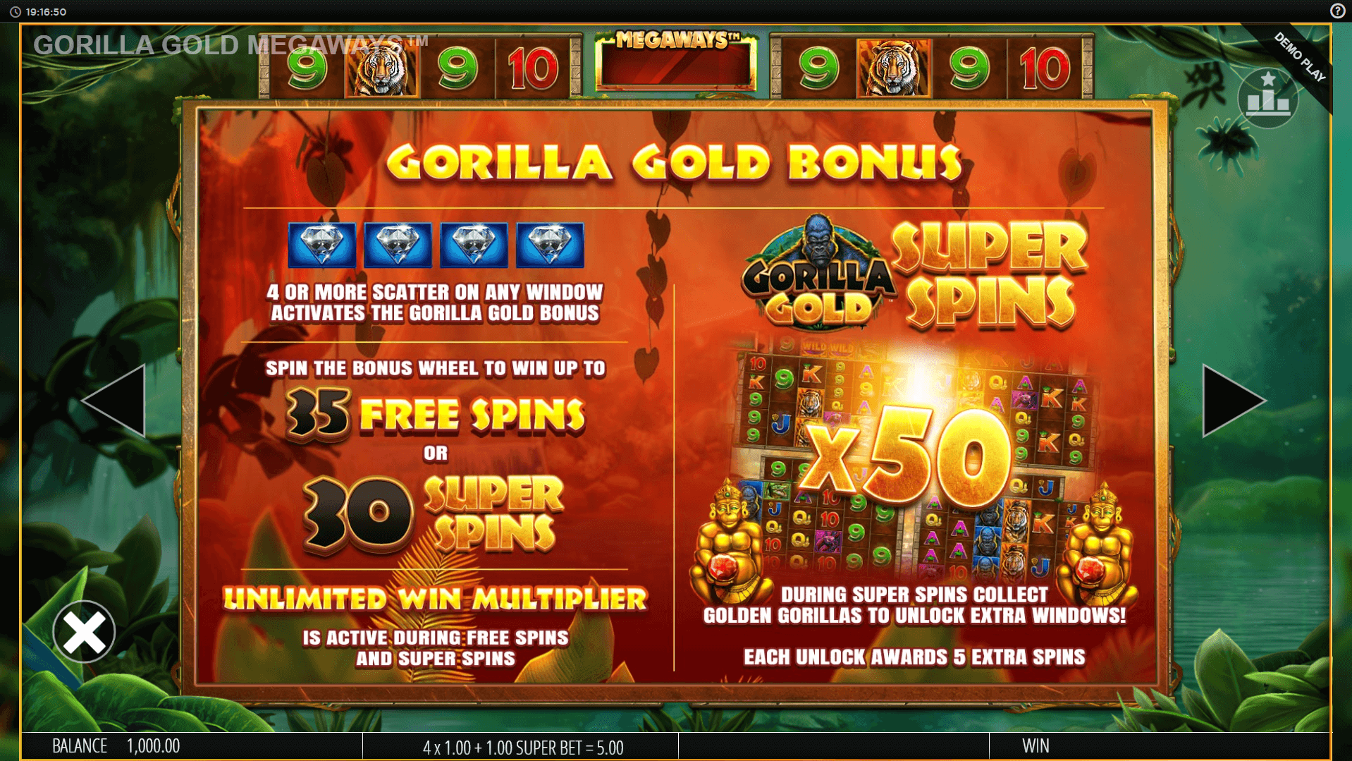 gorilla gold megaways slot machine detail image 2
