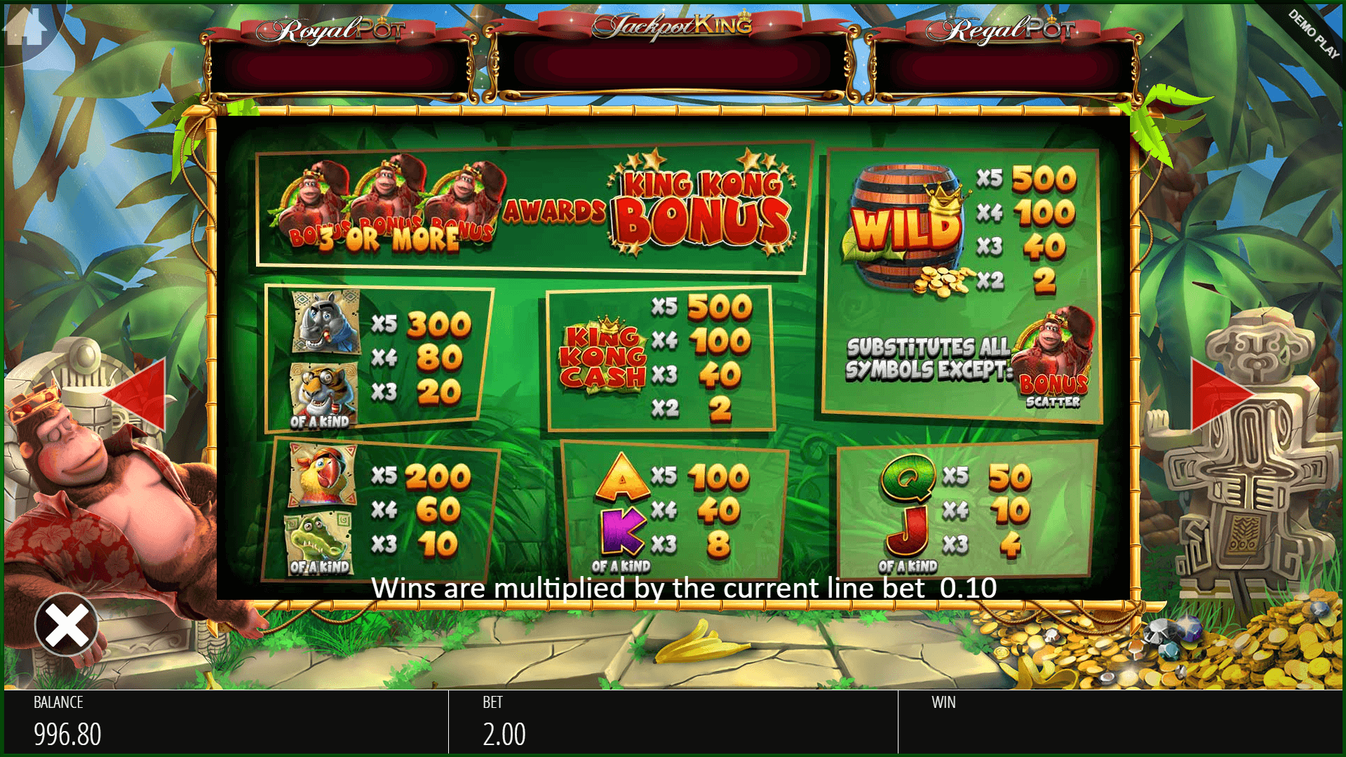 king kong cash jackpot king slot machine detail image 3