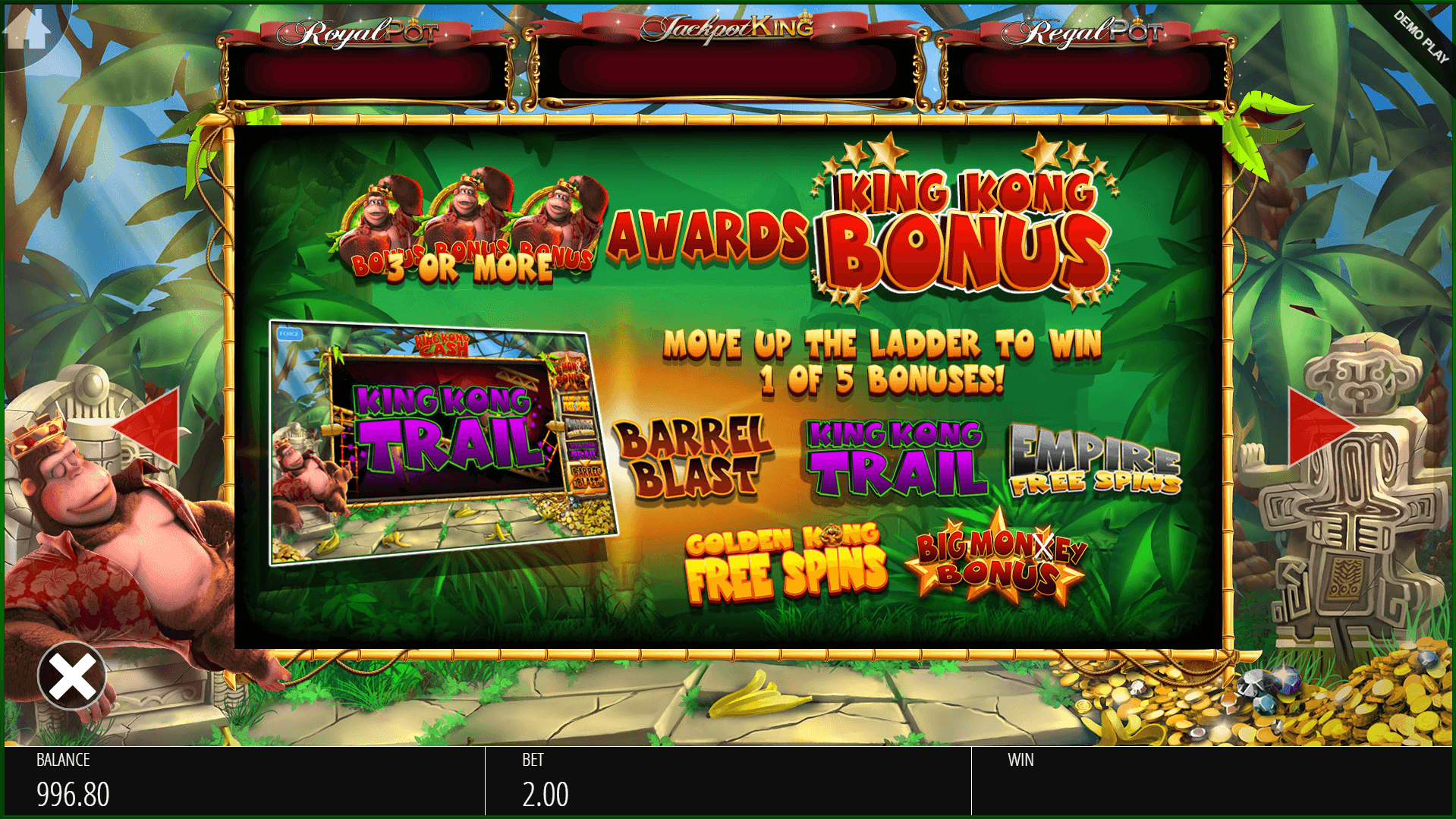 king kong cash jackpot king slot machine detail image 0