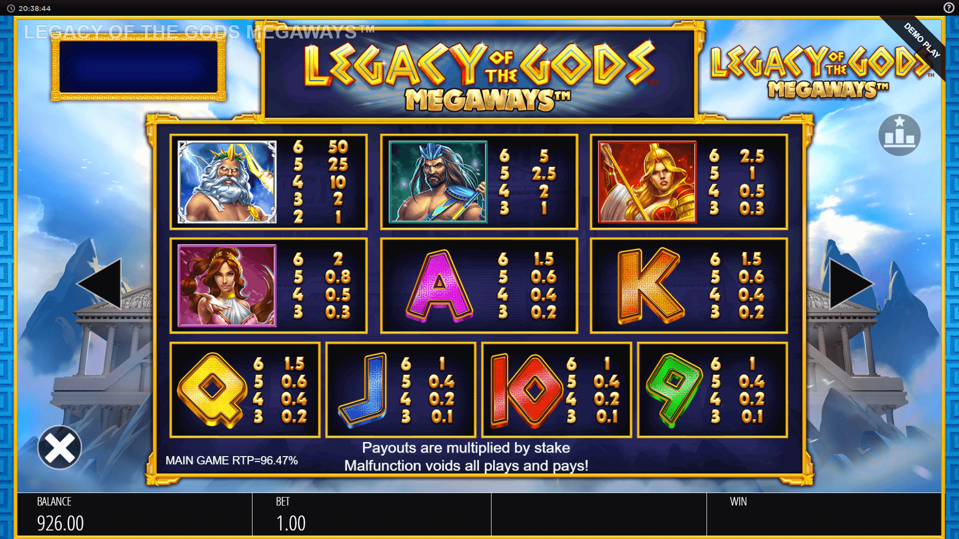 legacy of the gods megaways slot machine detail image 0