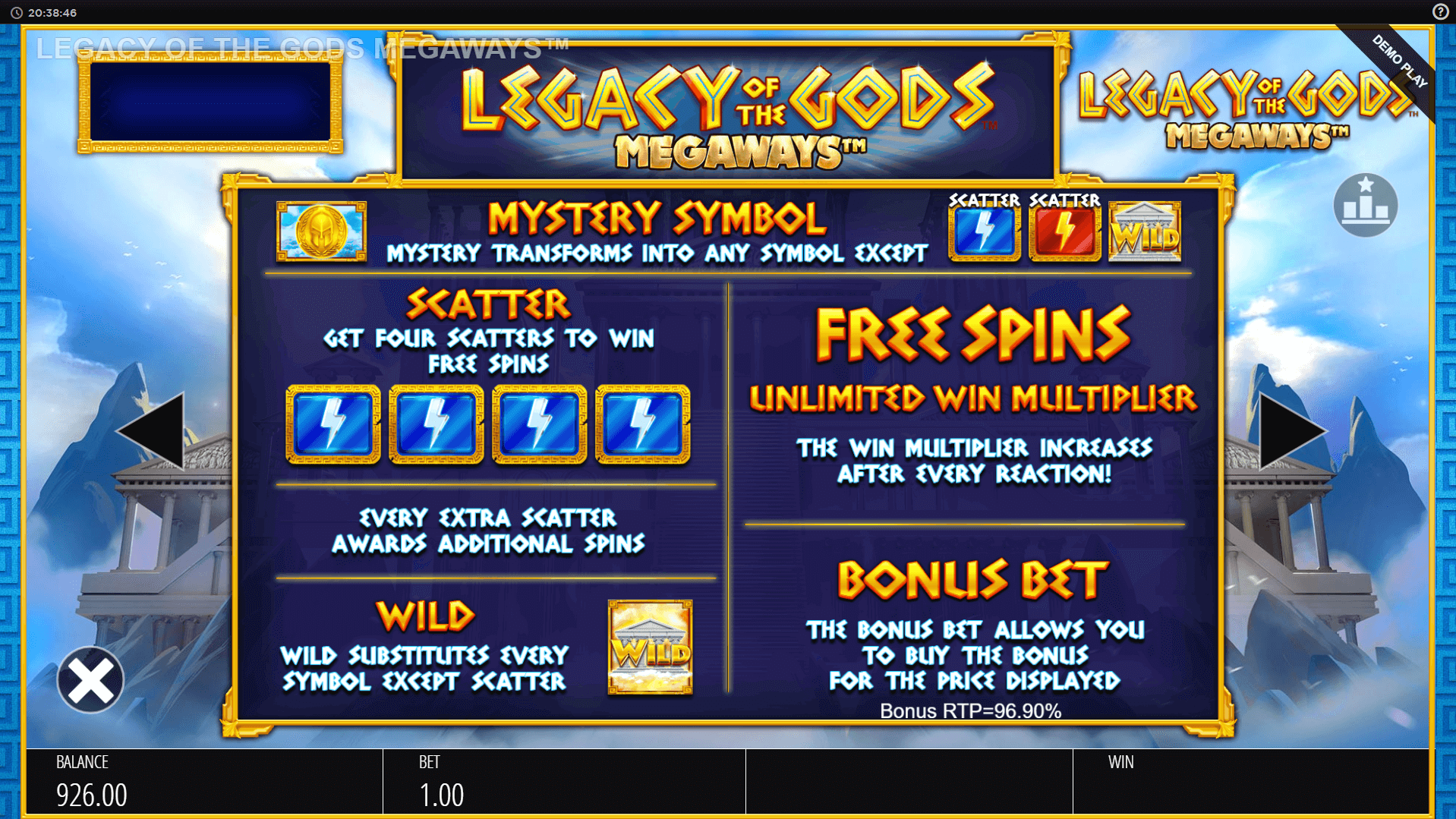 legacy of the gods megaways slot machine detail image 2
