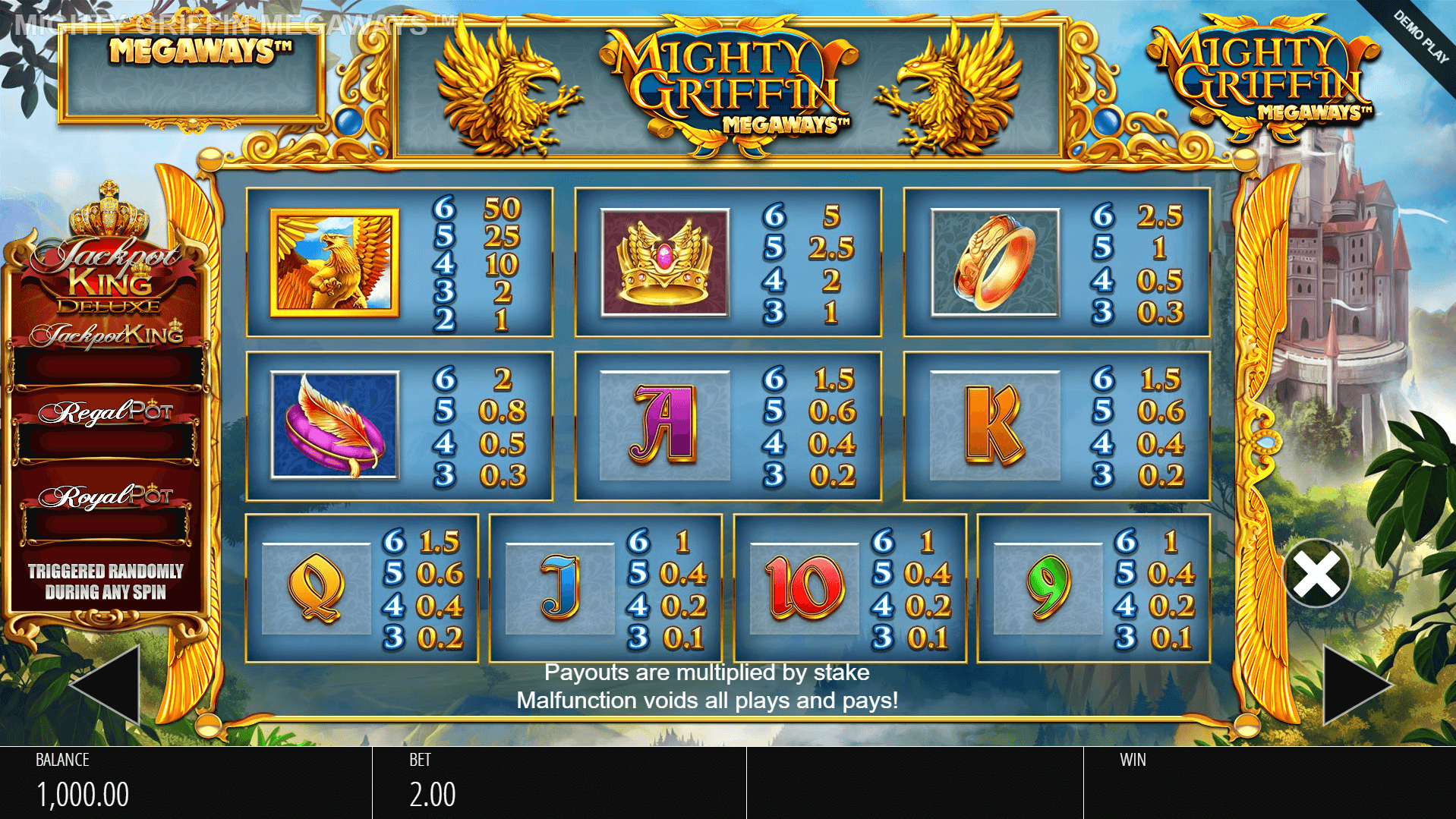 mighty griffin megaways slot machine detail image 3