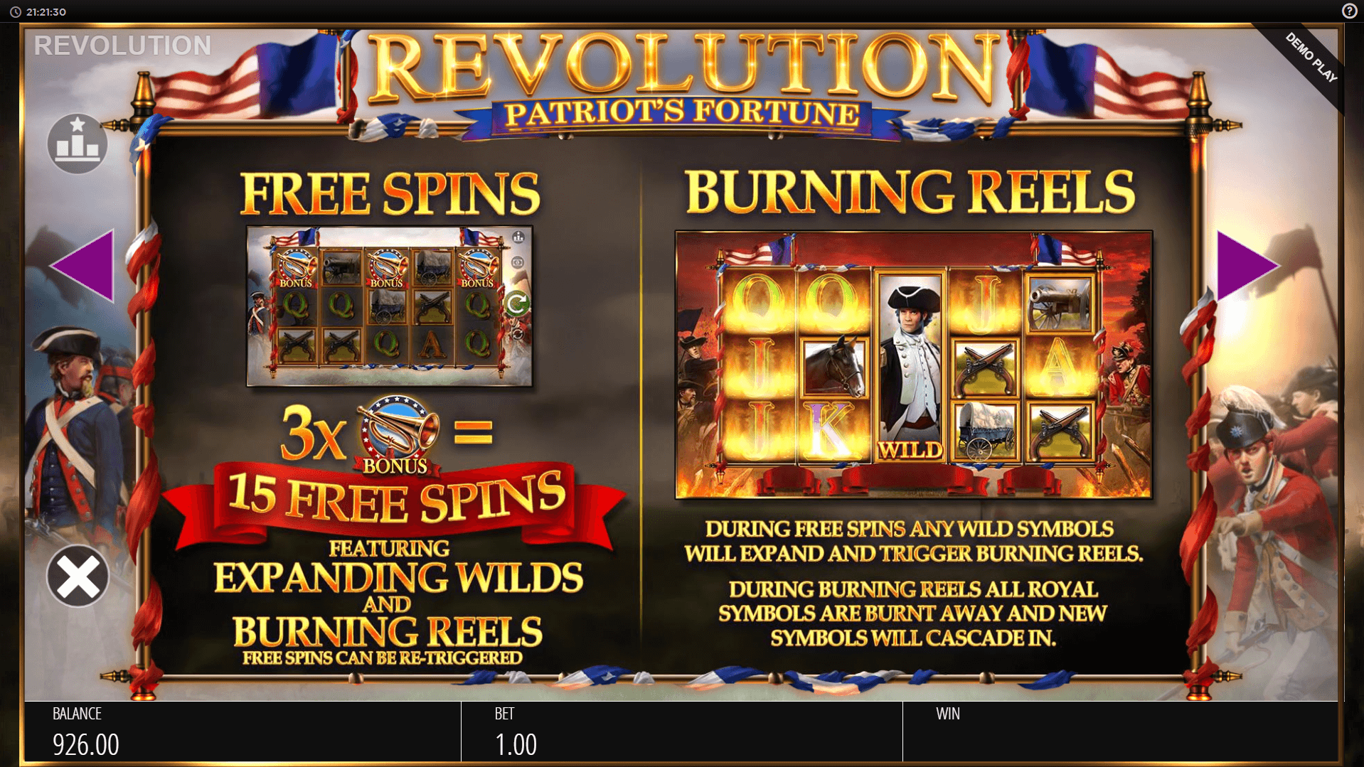 revolution patriots fortune slot machine detail image 1