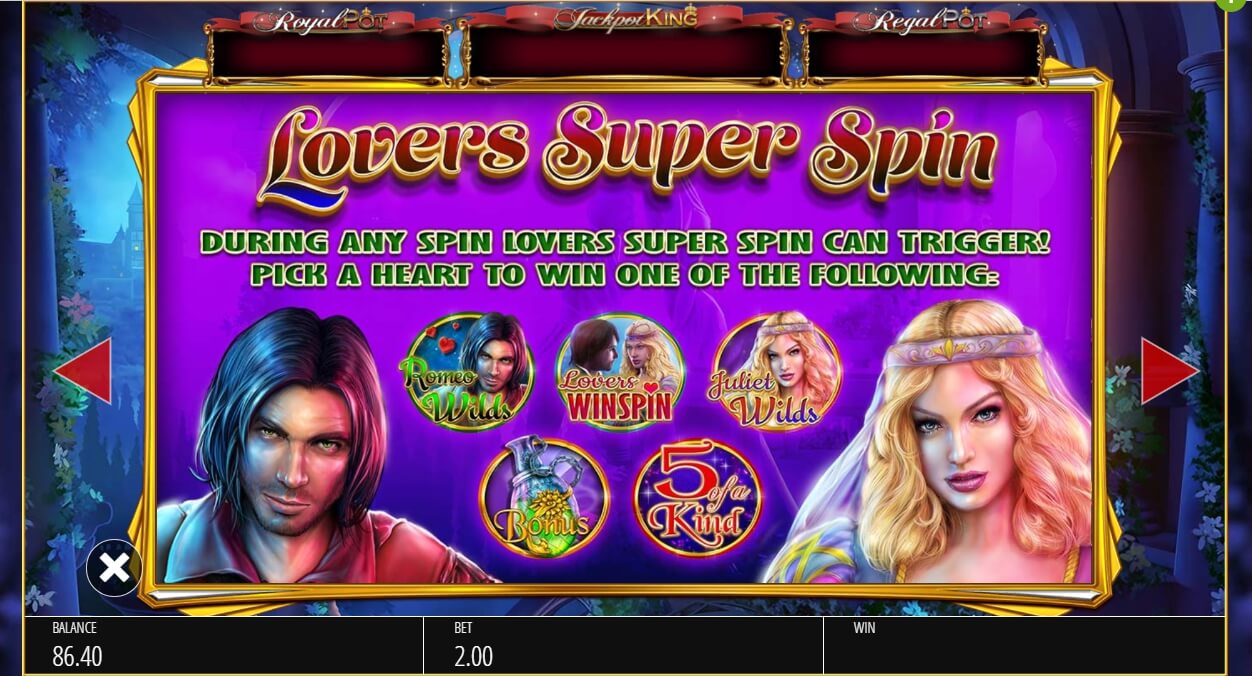 romeo and juliet slot machine detail image 4